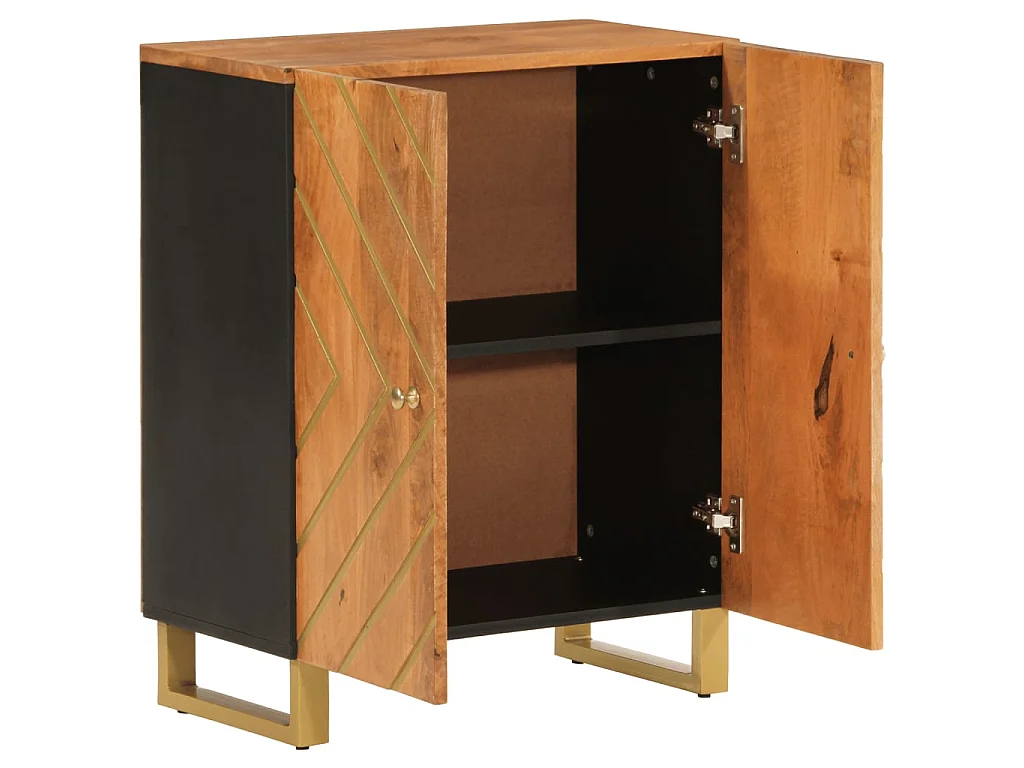 Armoire latérale marron et noir 60x33,5x75 cm bois de manguier QWE35070