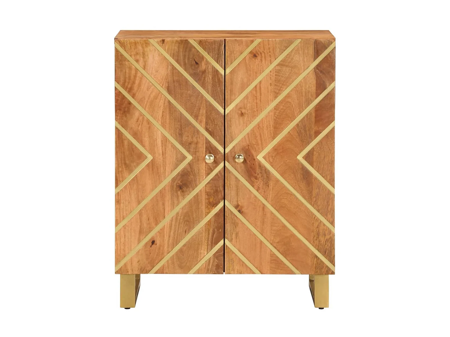 Armoire latérale marron et noir 60x33,5x75 cm bois de manguier QWE35070