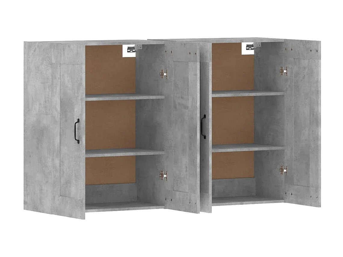 Móveis de parede 2 pcs derivados de madeira cinzento cimento PT874808