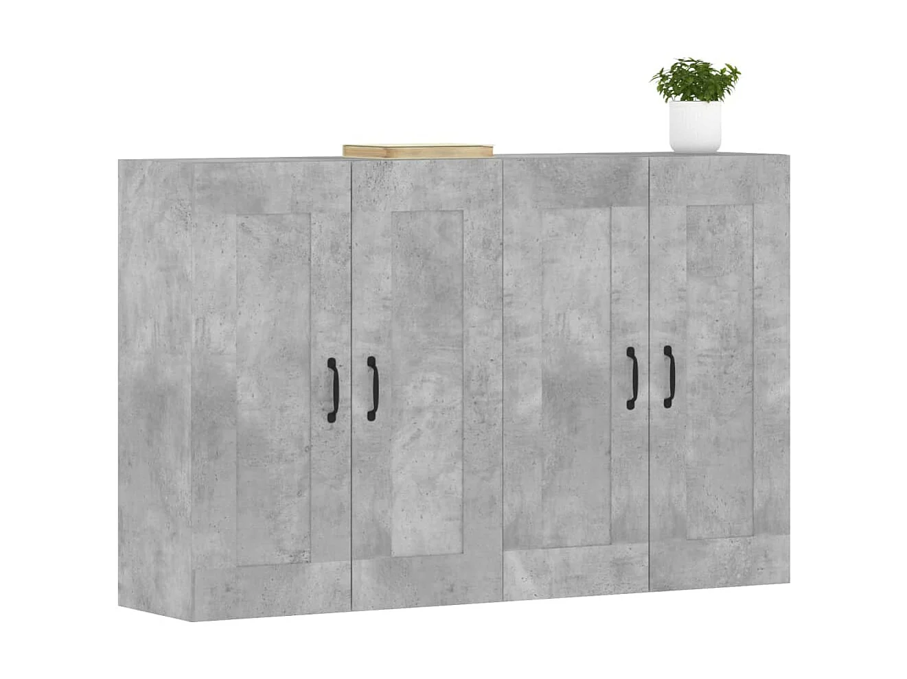 2 pcs Armoires murales gris béton bois d'ingénierie OIU37857