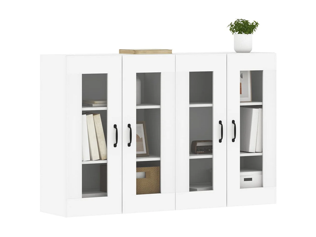 2 pcs Armoires murales blanc bois d'ingénierie OIU84724