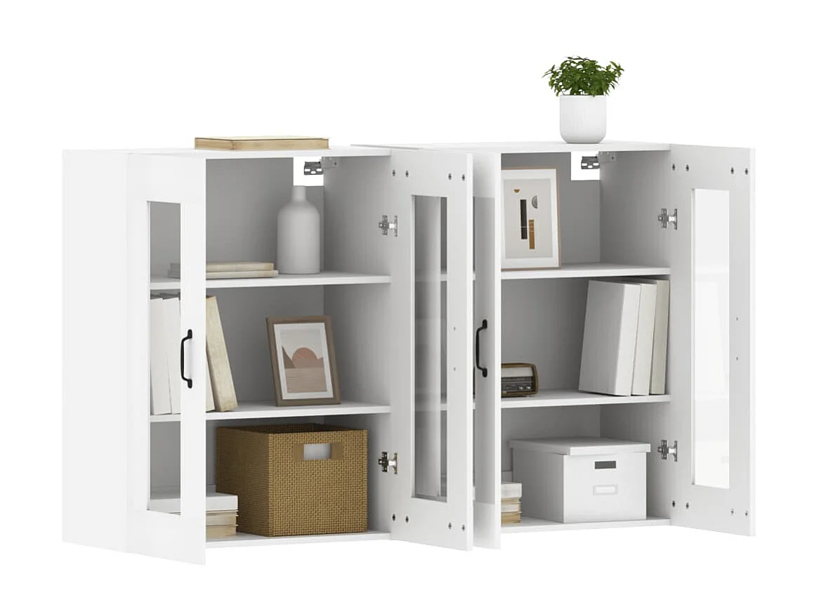 2 pcs Armoires murales blanc bois d'ingénierie OIU84724