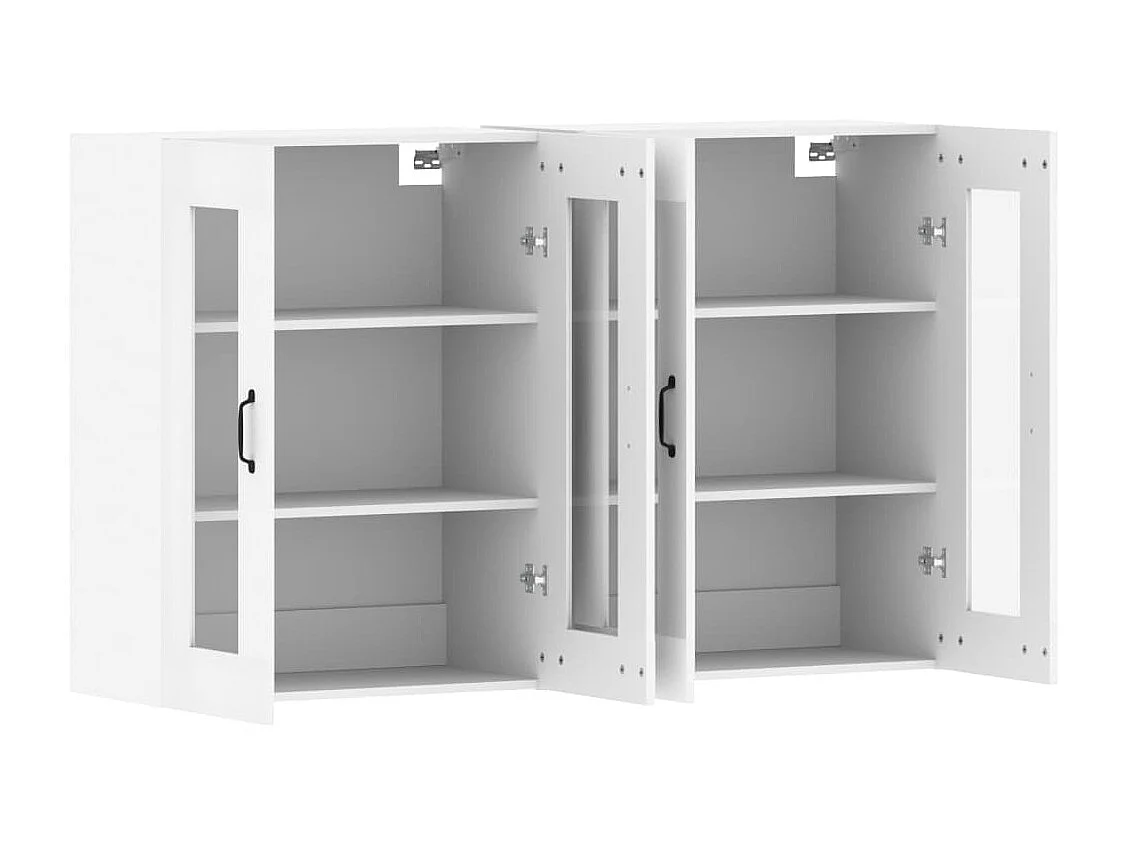 2 pcs Armoires murales blanc bois d'ingénierie OIU84724