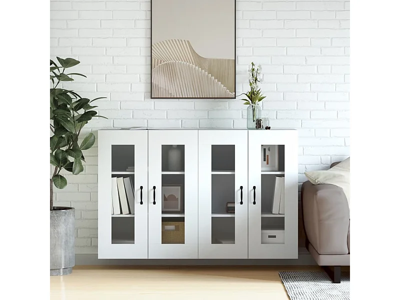 2 pcs Armoires murales blanc bois d'ingénierie OIU84724