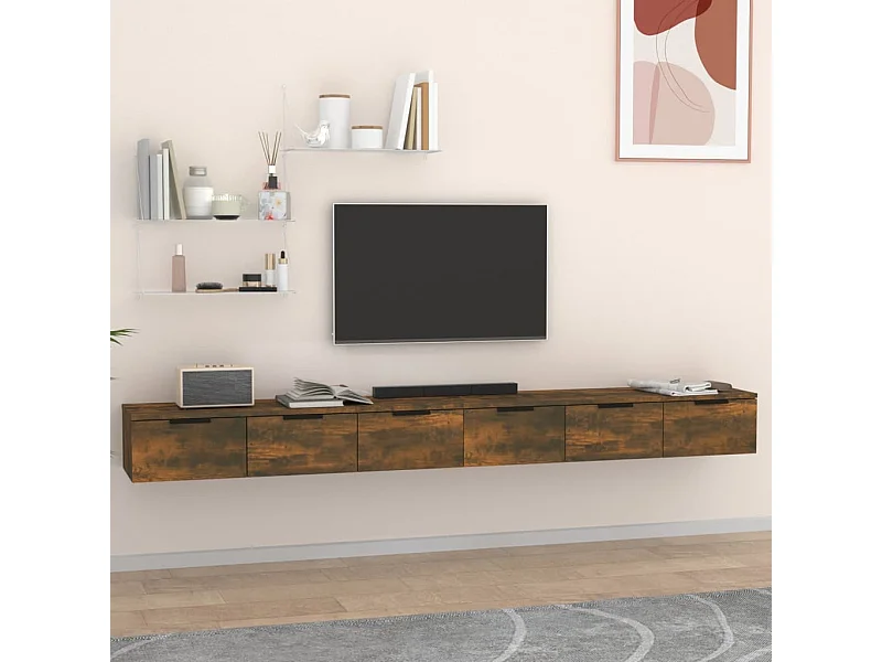 2 pcs Armoires murales Chêne fumé 102x30x20 cm Bois d'ingénierie OIU97574