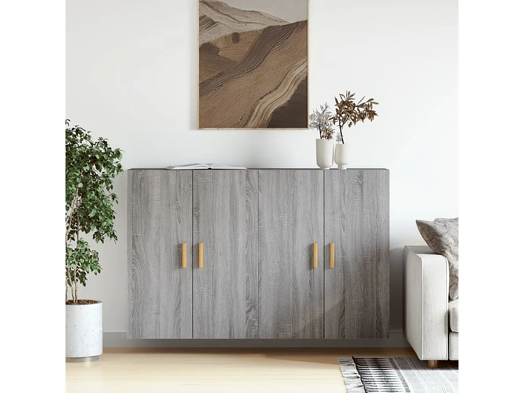 2 pcs Armoires murales sogris bois d'ingénierie OIU98199