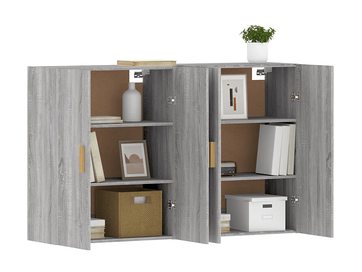 2 pcs Armoires murales sogris bois d'ingénierie OIU98199