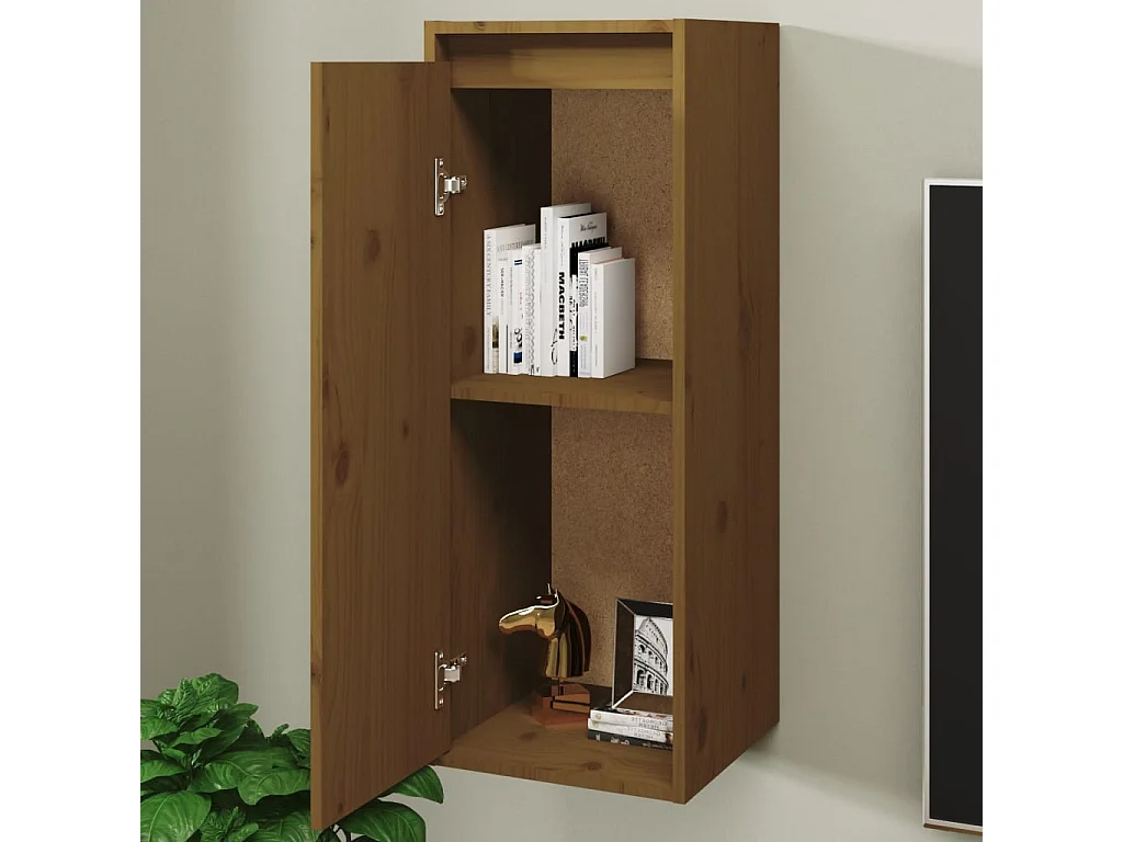 Armario de pared 2 uds madera de pino marrón miel 30x30x80 cm ES752953