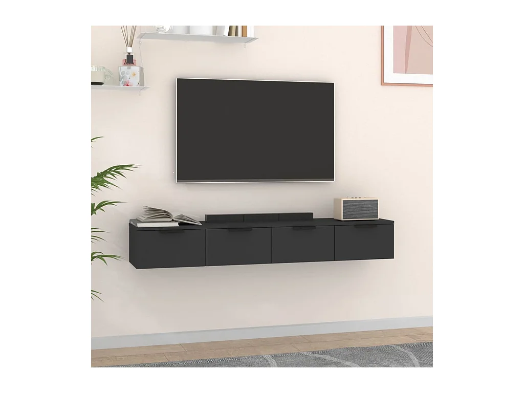 2 pcs Armoires murales Noir 68x30x20 cm Bois d'ingénierie OIU78993
