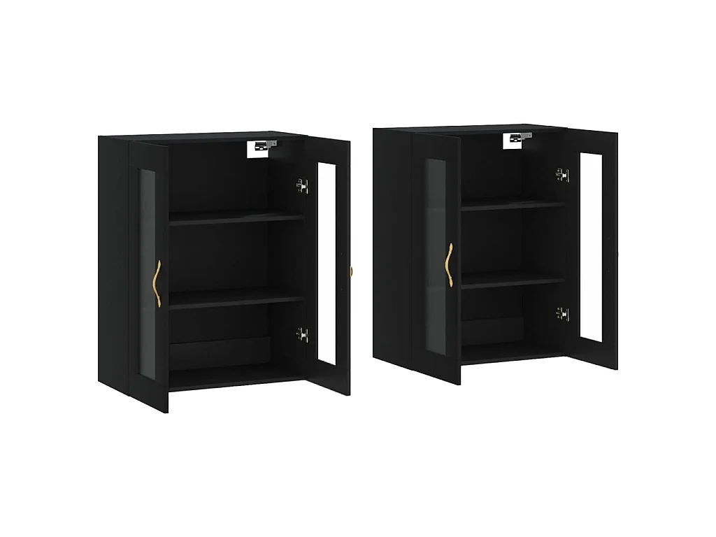 2 pcs Armoires murales noir bois d'ingénierie OIU53774