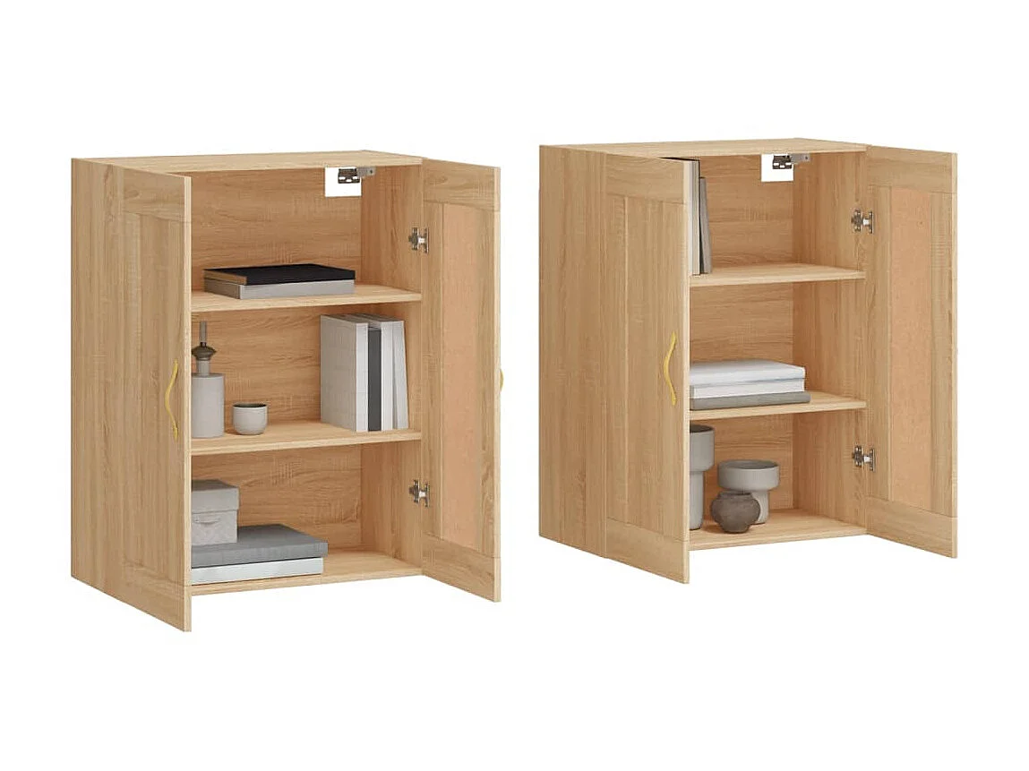lot de 2 Armoires murales chêne sonoma bois d'ingénierie QWE83725