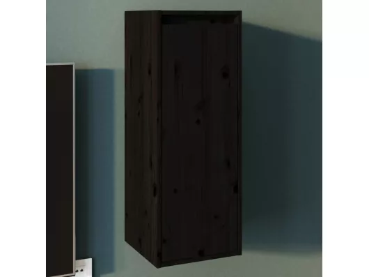 Kauf Unique Wandschrank,Wandhängeschrank Schwarz 30x30x80 cm Massivholz Kiefer -gkd830216