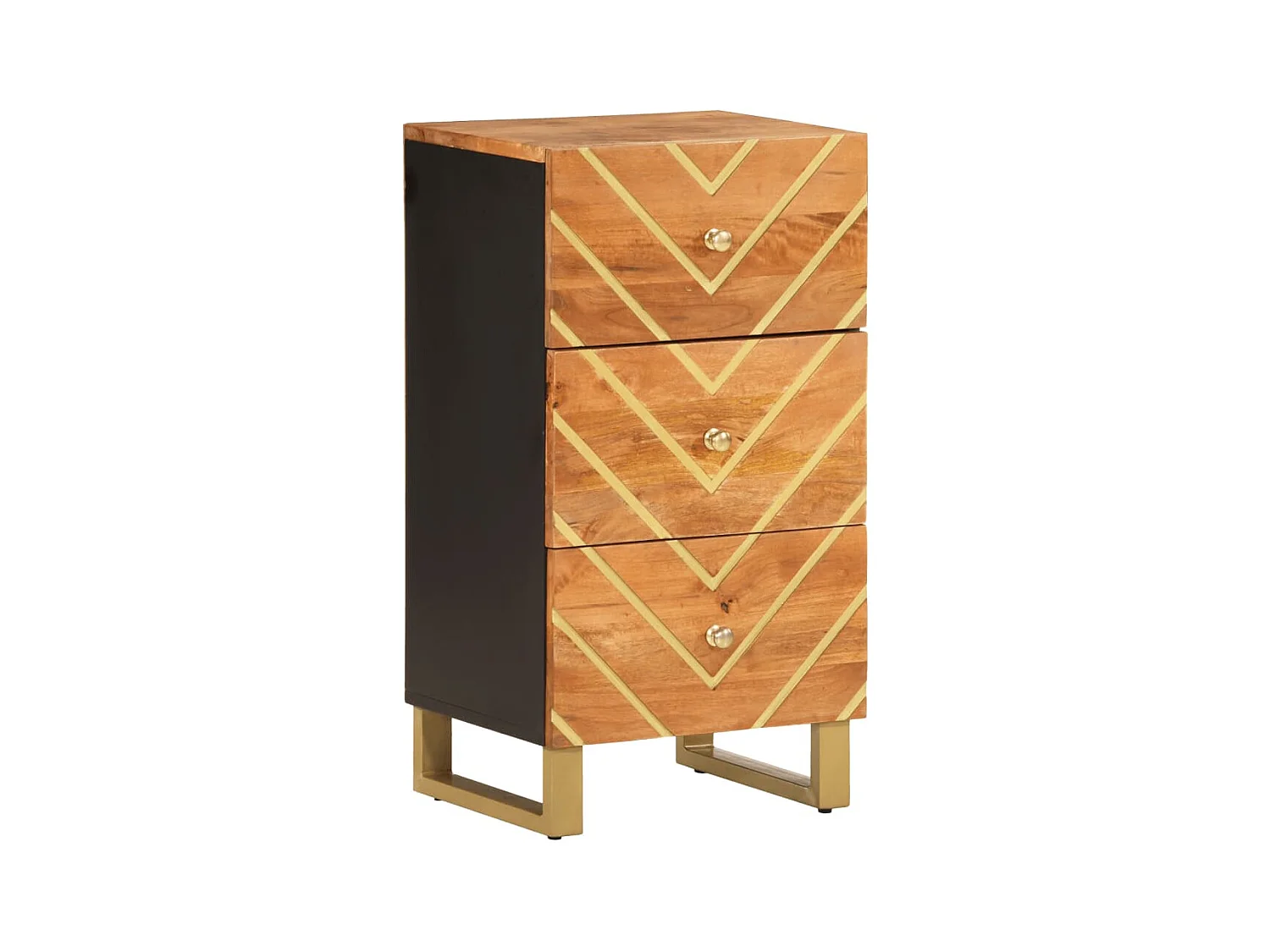Mueble auxiliar madera maciza mango marrón/negro 40x33,5x75 cm ES120411