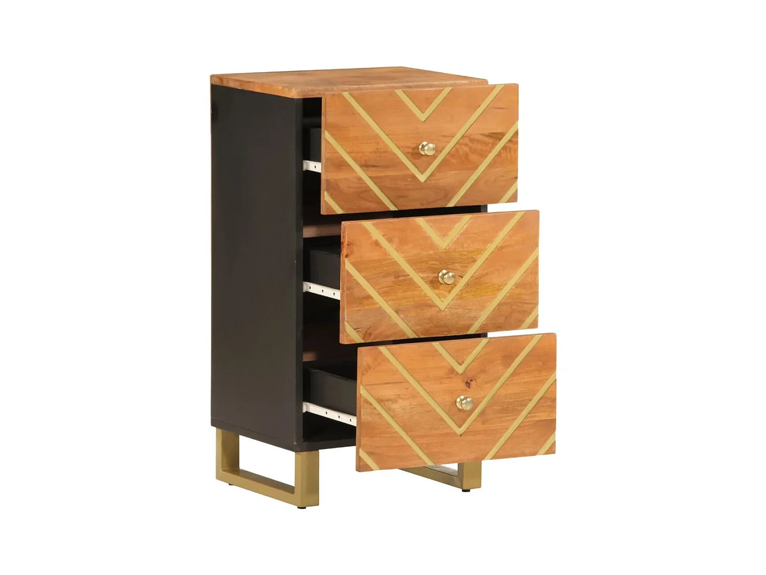 Mueble auxiliar madera maciza mango marrón/negro 40x33,5x75 cm ES120411