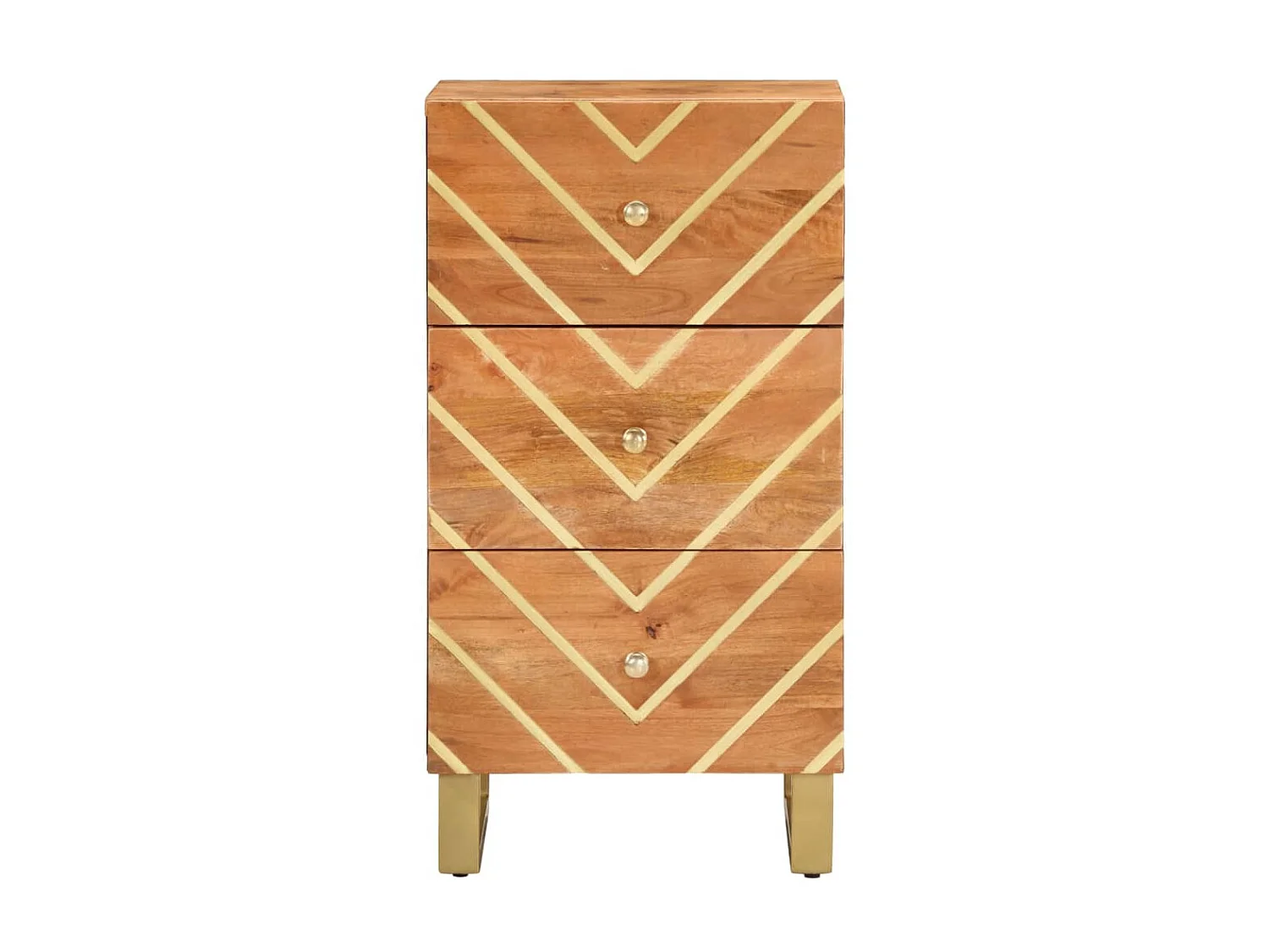 Armoire latérale marron et noir 40x33,5x75 cm bois de manguier QWE83144