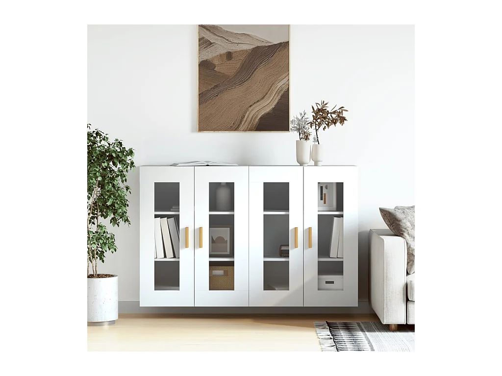 Móveis de parede 2 pcs derivados de madeira branco PT762133