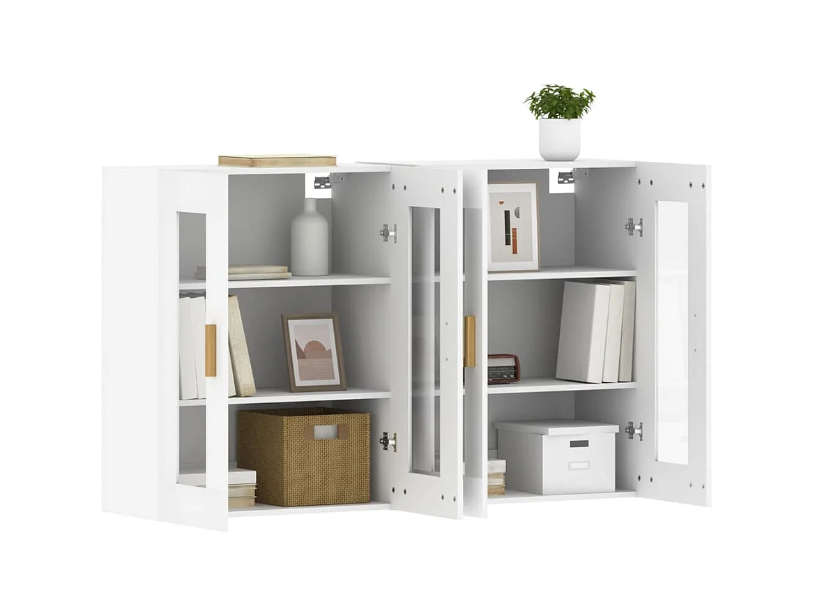 Móveis de parede 2 pcs derivados de madeira branco PT762133