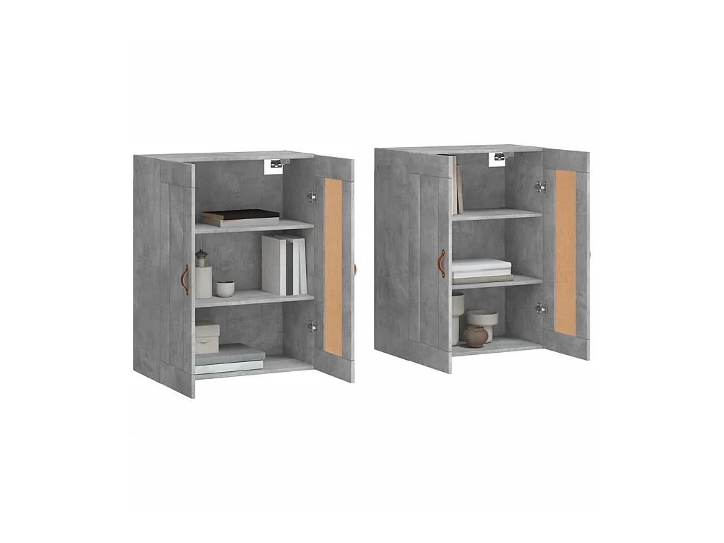 2 Pz Armadietti a Parete Grigio Cemento in Legno Multistrato CFW18489