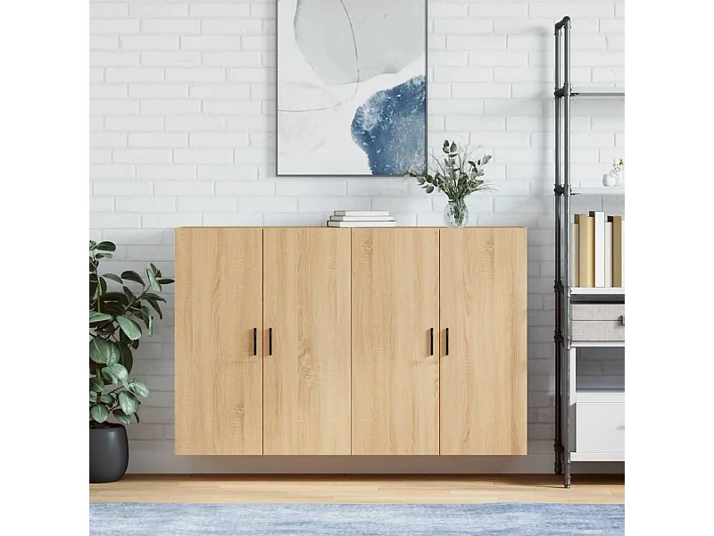 lot de 2 Armoires murales chêne sonoma 69,5x34x90 cm QWE35426