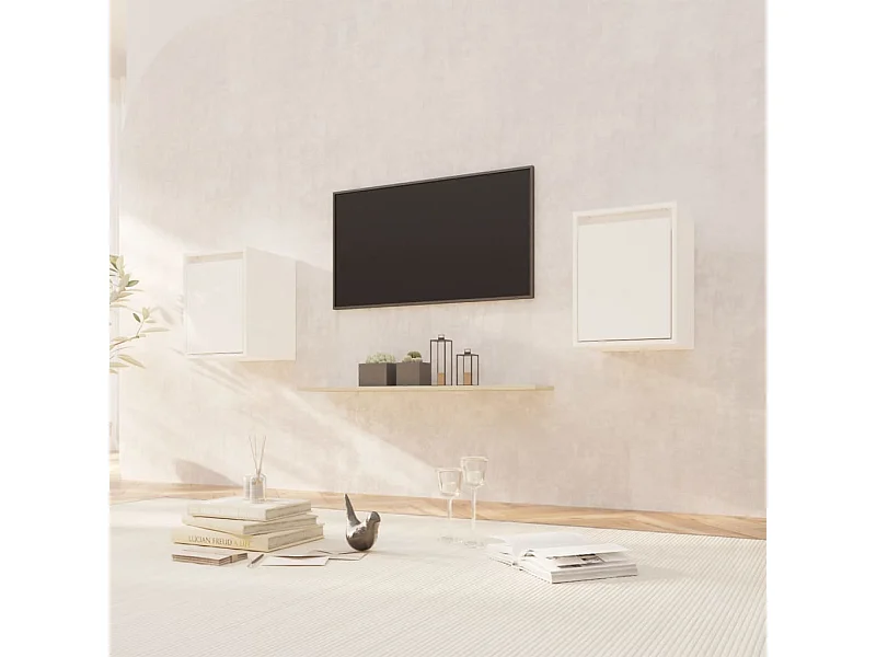 Armários de parede 2 pcs 30x30x40 cm pinho maciço branco PT726518