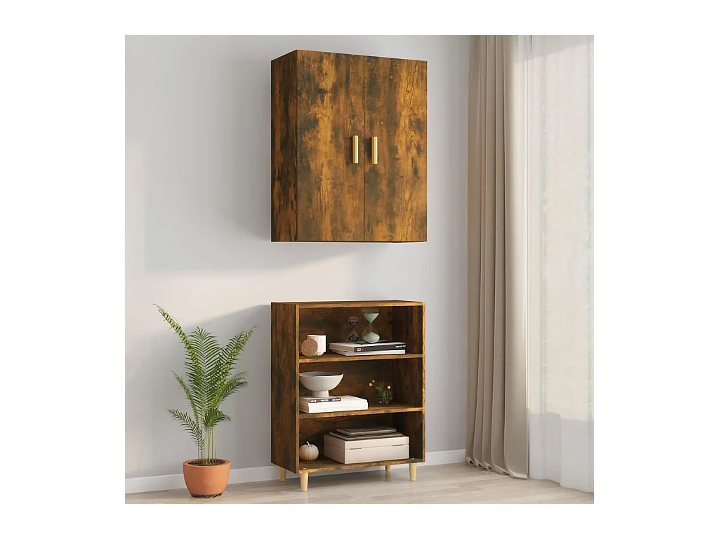 Armario colgante de pared roble ahumado 69,5x34x90 cm ES306611