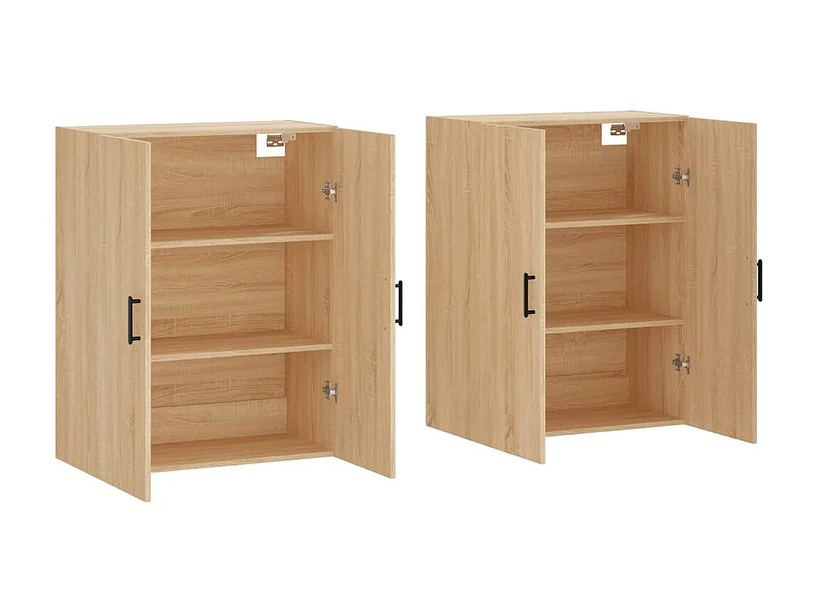 lot de 2 Armoires murales chêne sonoma 69,5x34x90 cm QWE14696