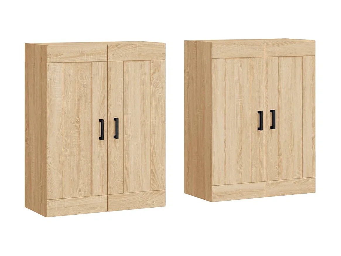 lot de 2 Armoires murales chêne sonoma bois d'ingénierie QWE17592