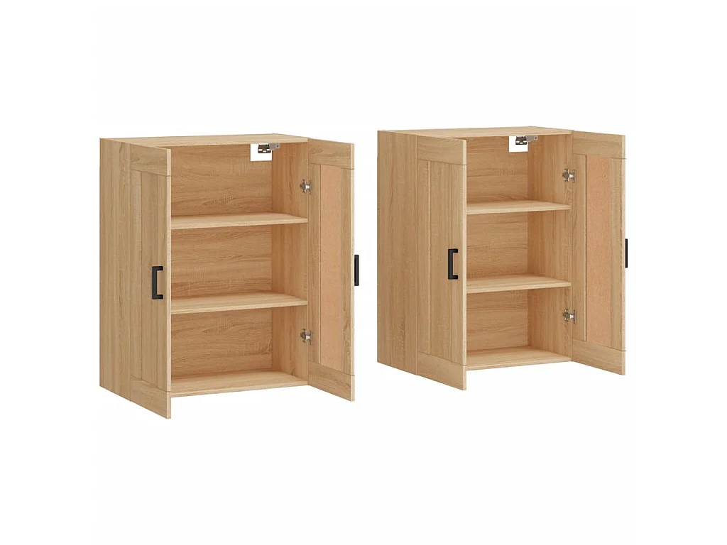 lot de 2 Armoires murales chêne sonoma bois d'ingénierie QWE17592