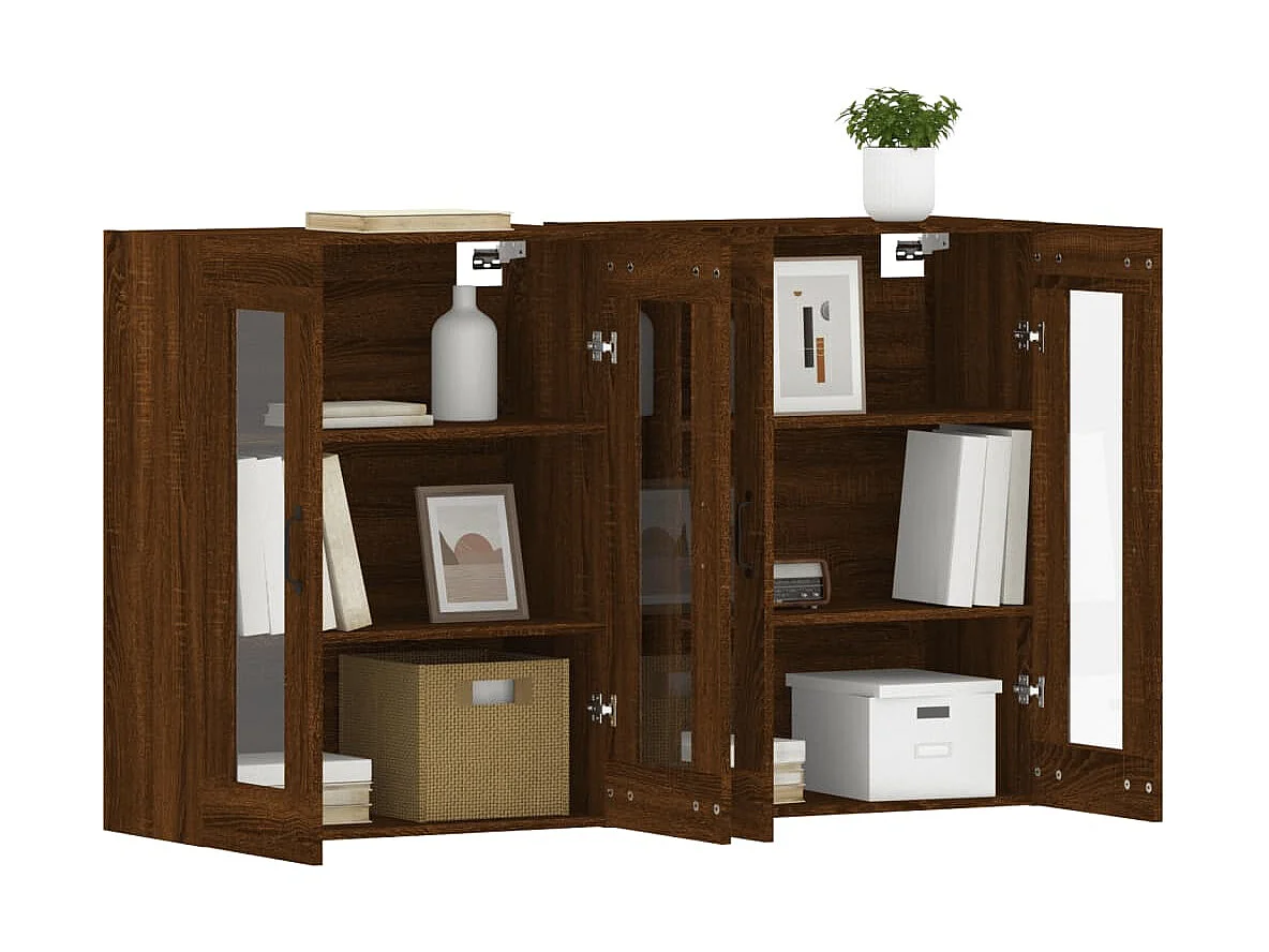 Móveis de parede 2 pcs derivados de madeira carvalho castanho PT818432