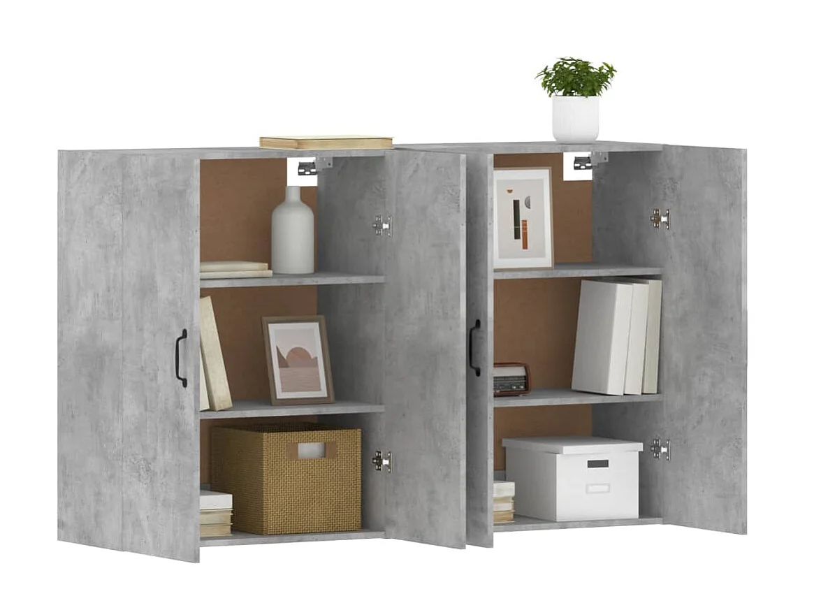 Armarios de pared 2 uds madera de ingeniería gris hormigón ES175047