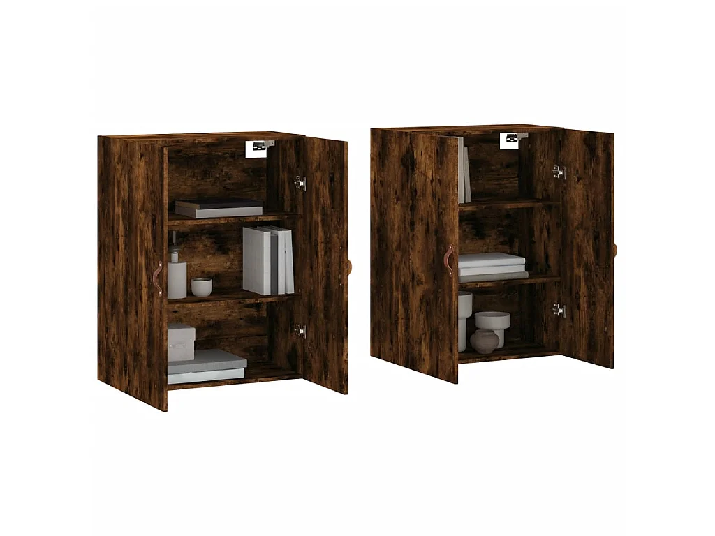 2 pcs Armoires murales chêne fumé 69,5x34x90 cm OIU25753