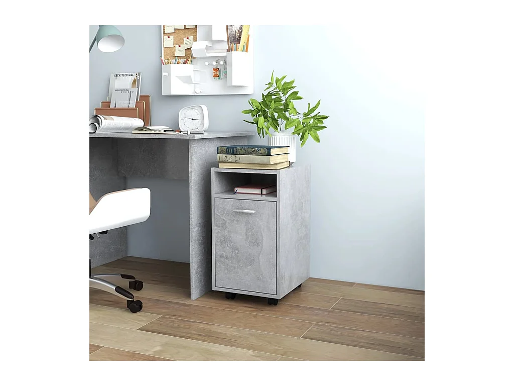 Armoire latérale avec roues Gris béton 33x38x60 cm Aggloméré SBC2085