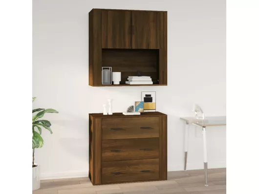 Kauf Unique Wandschrank,Wandhängeschrank Braun Eichen-Optik 80x33x80 cm Holzwerkstoff -gkd180653