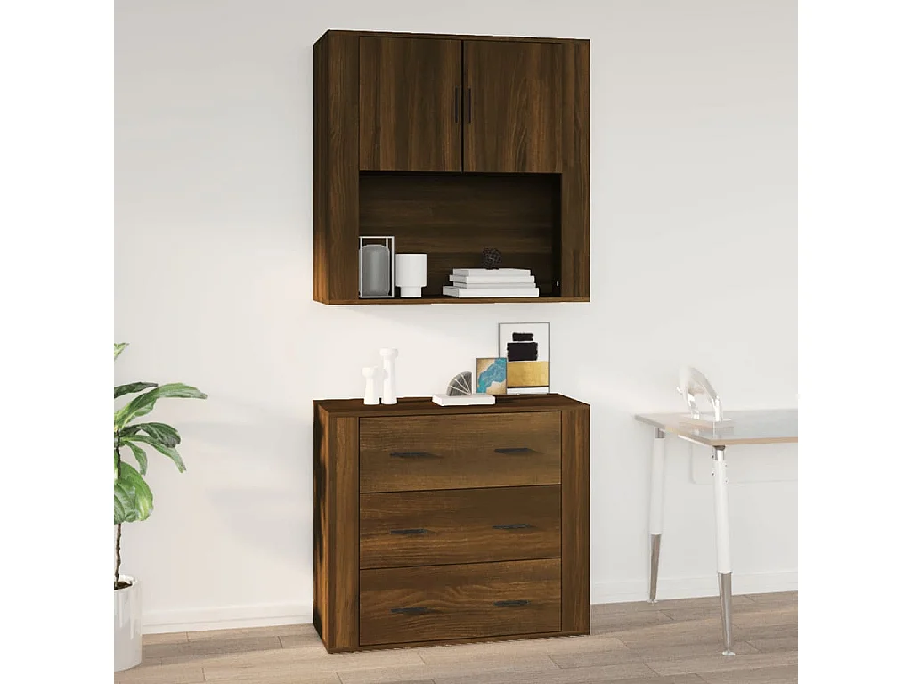Armoire murale Chêne marron 80x33x80 cm Bois d'ingénierie QWE11506