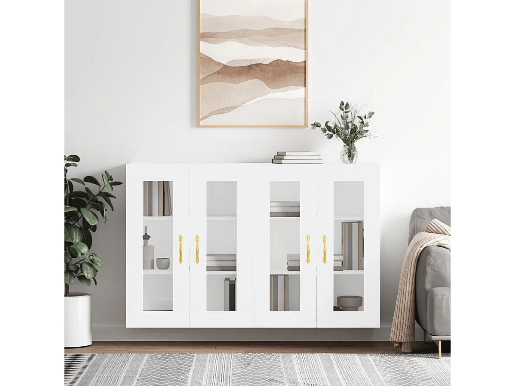 Móveis de parede 2 pcs derivados de madeira branco PT558903