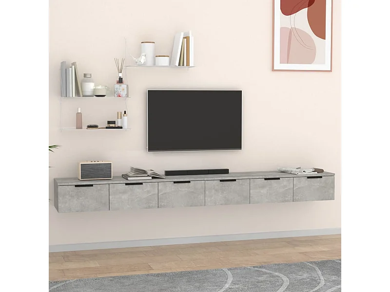 Armários parede 2pcs102x30x20cm derivados madeira cinza cimento PT358363