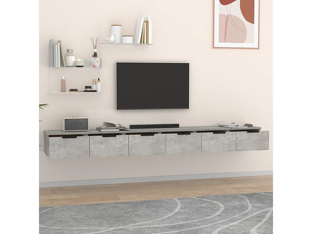 Armários parede 2pcs102x30x20cm derivados madeira cinza cimento PT358363