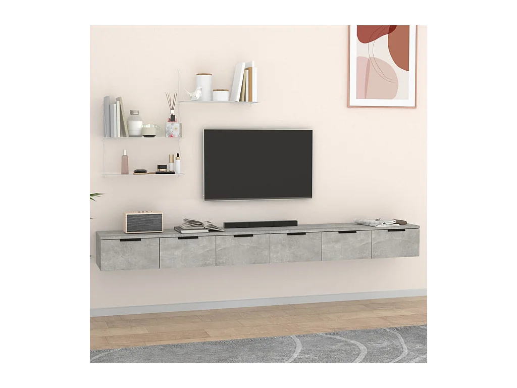 2 pcs Armoires murales Gris béton 102x30x20 cm Bois d'ingénierie OIU90846