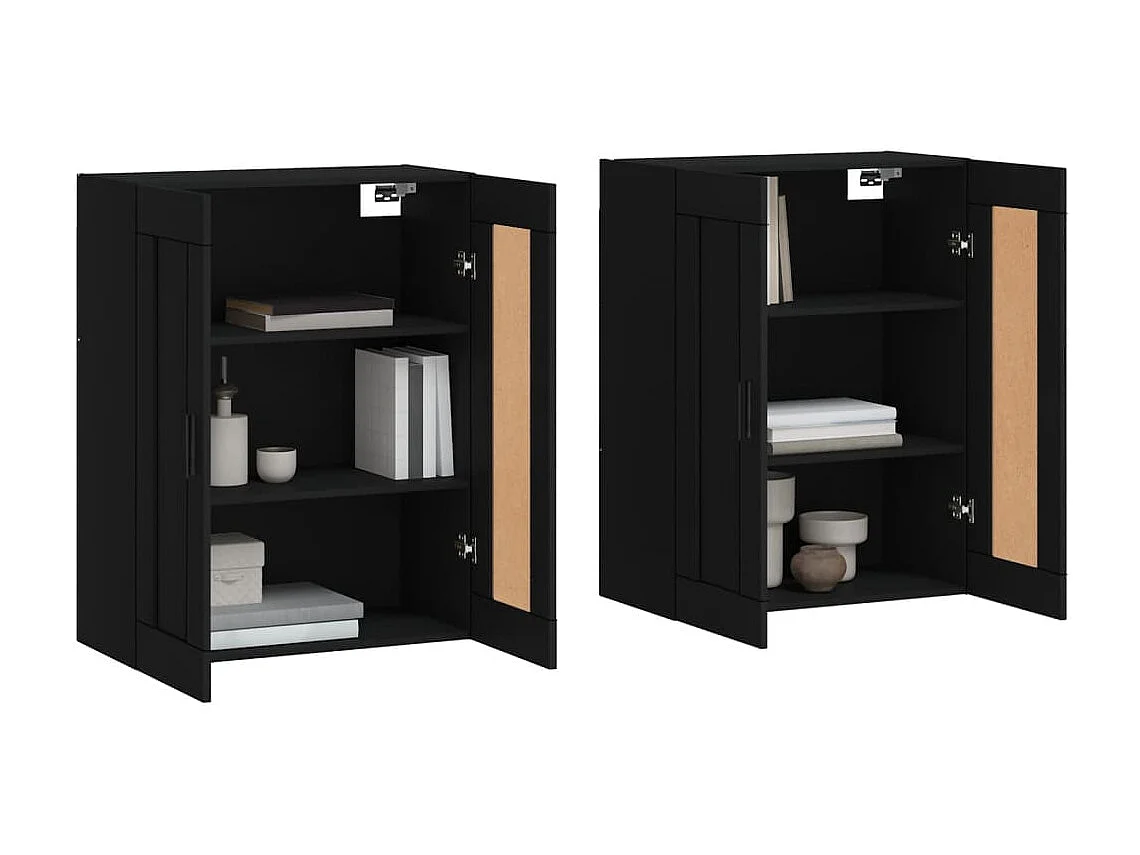 Móveis de parede 2 pcs derivados de madeira preto PT273426