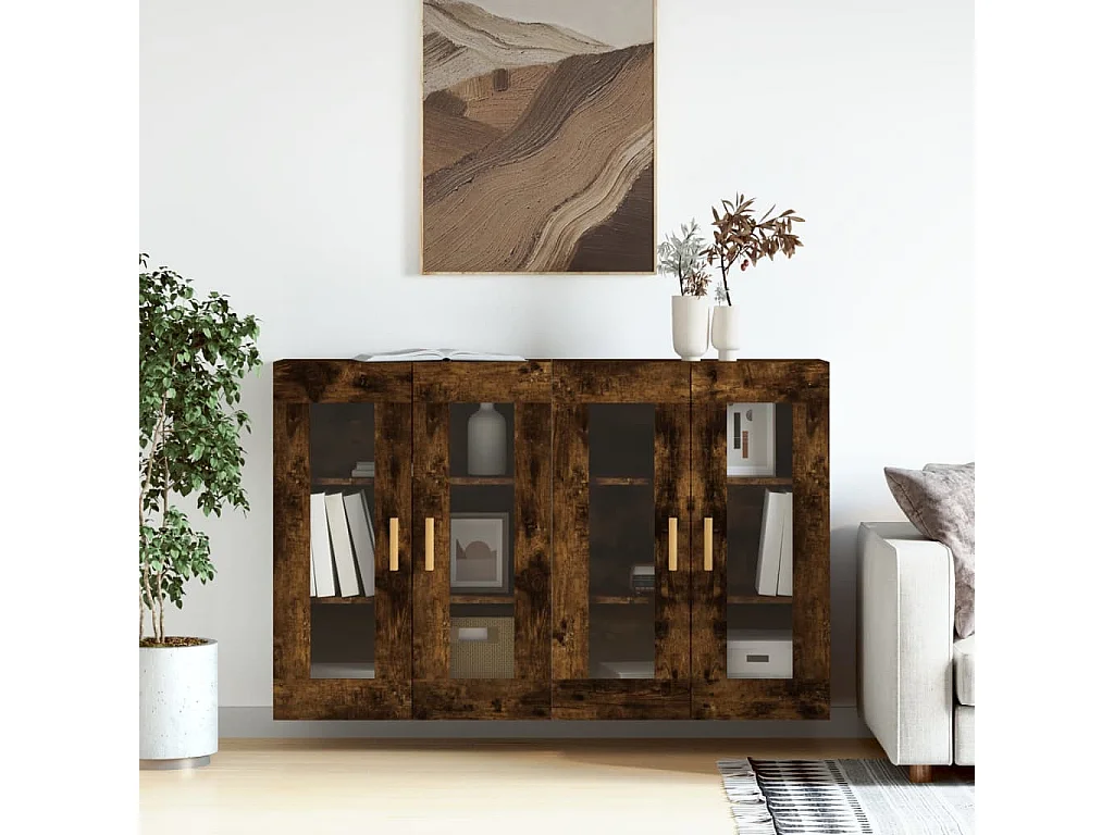 2 Pz Armadietti a Parete Rovere Fumo in Legno Multistrato CFW26388