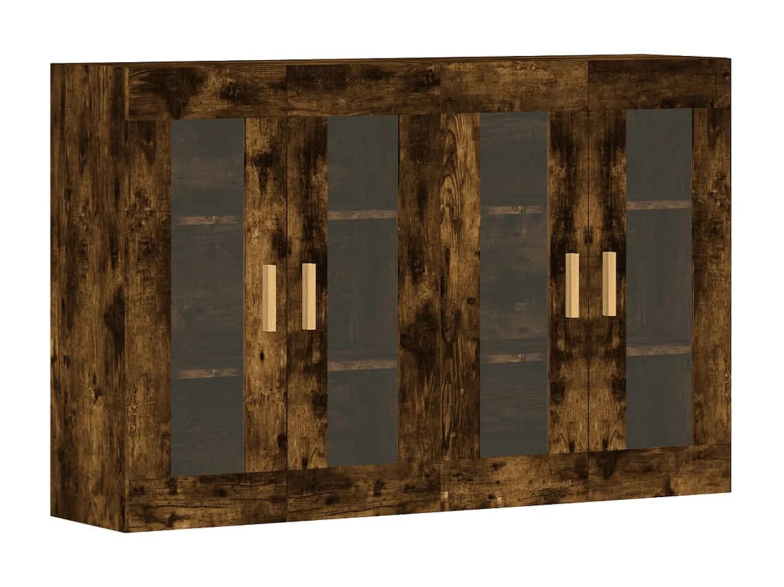 2 pcs Armoires murales chêne fumé bois d'ingénierie OIU67570