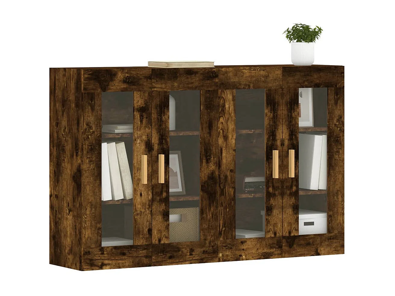 2 pcs Armoires murales chêne fumé bois d'ingénierie OIU67570