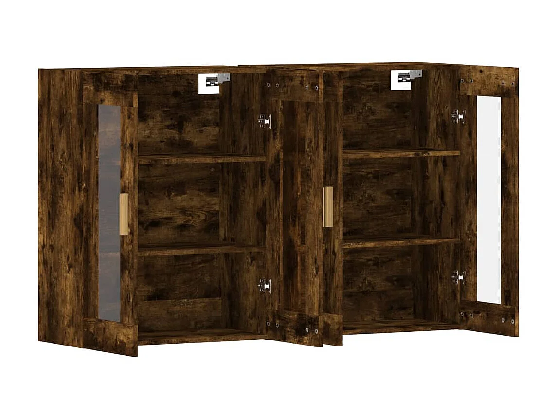 2 pcs Armoires murales chêne fumé bois d'ingénierie OIU67570