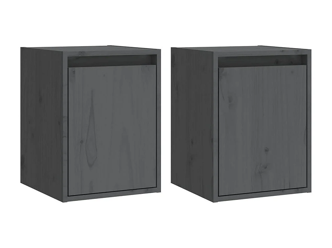 Armario de pared 2 uds madera maciza de pino gris 30x30x40 cm ES185697