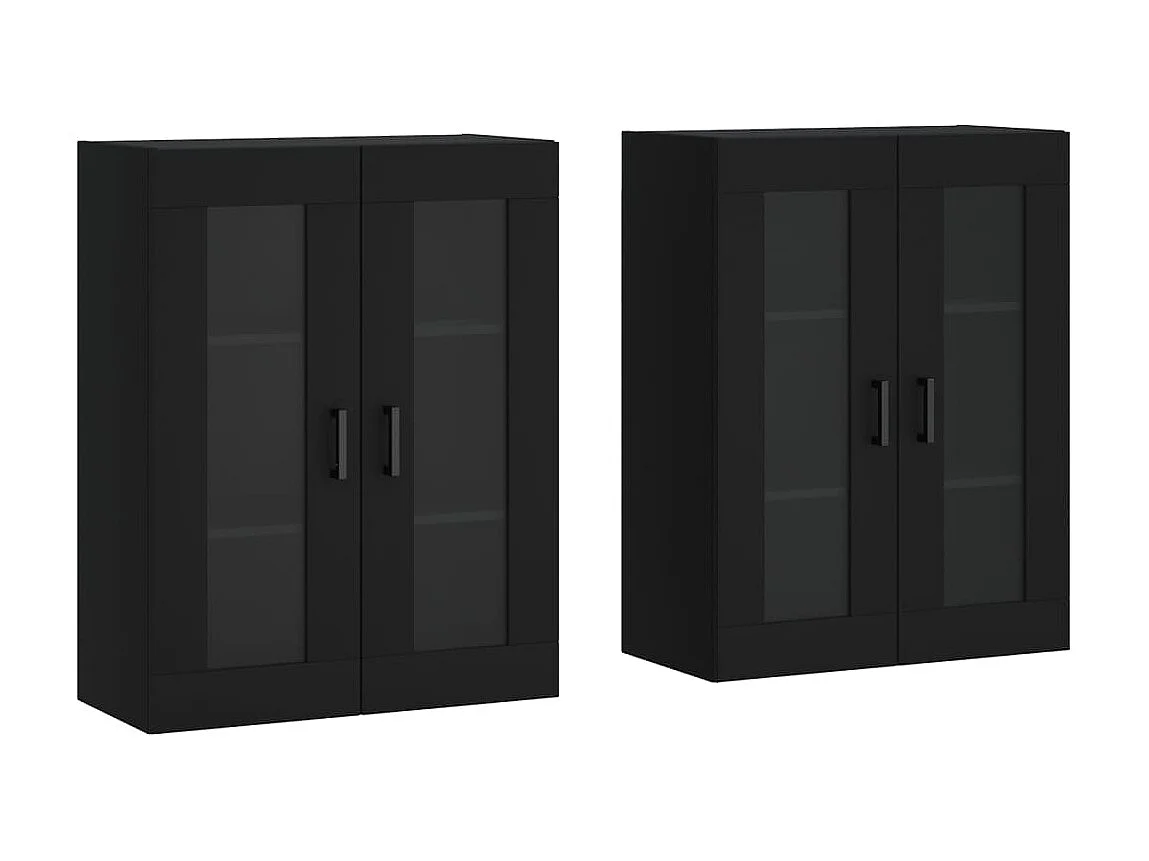 lot de 2 Armoires murales noir bois d'ingénierie QWE11496