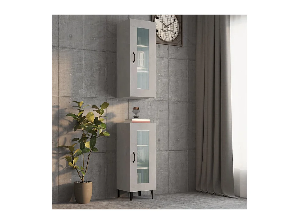 Armário de parede suspenso 34,5x34x90 cm cinzento cimento PT722749