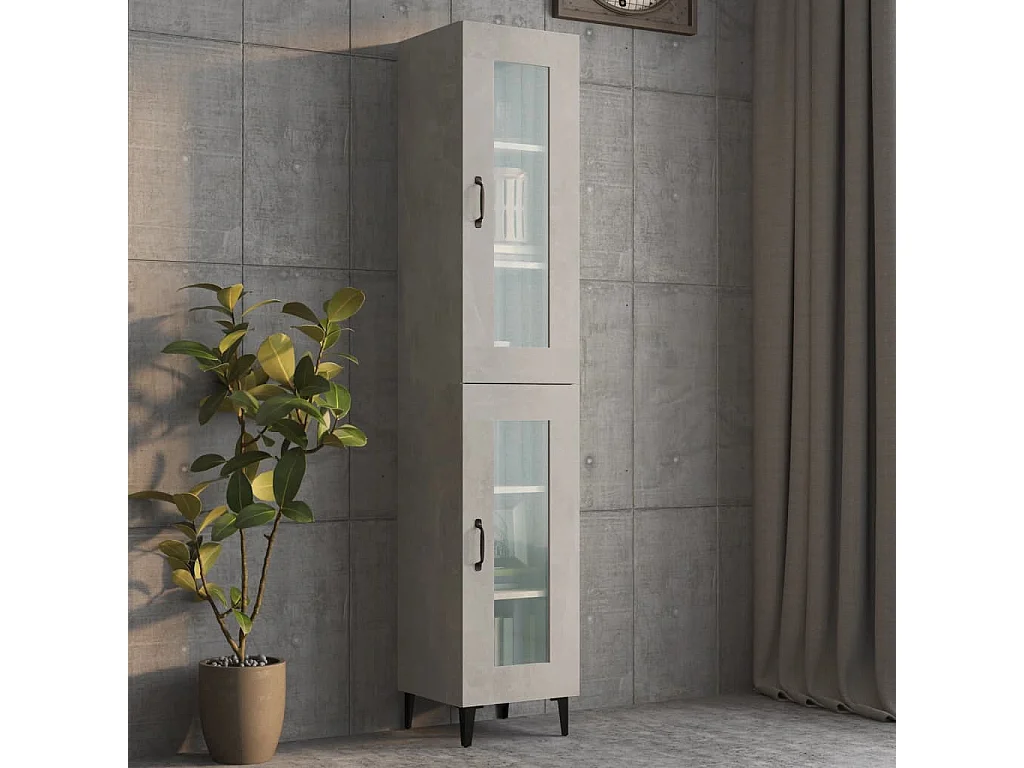 Armoire murale suspendue Gris béton 34,5x34x90 cm QWE66985