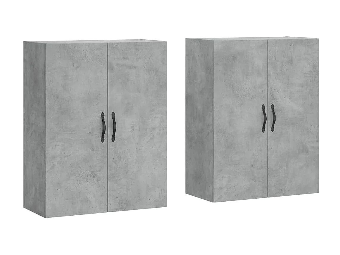 lot de 2 Armoires murales gris béton bois d'ingénierie QWE47321