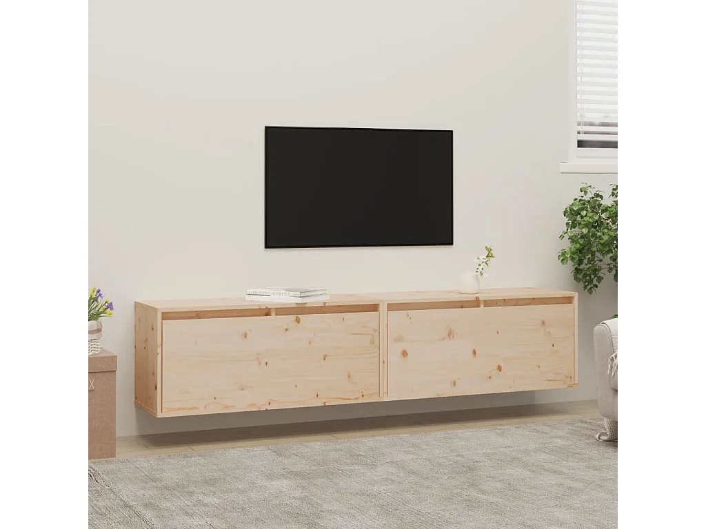 2 pcs Armoires murales 80x30x35 cm Bois de pin massif OIU58049