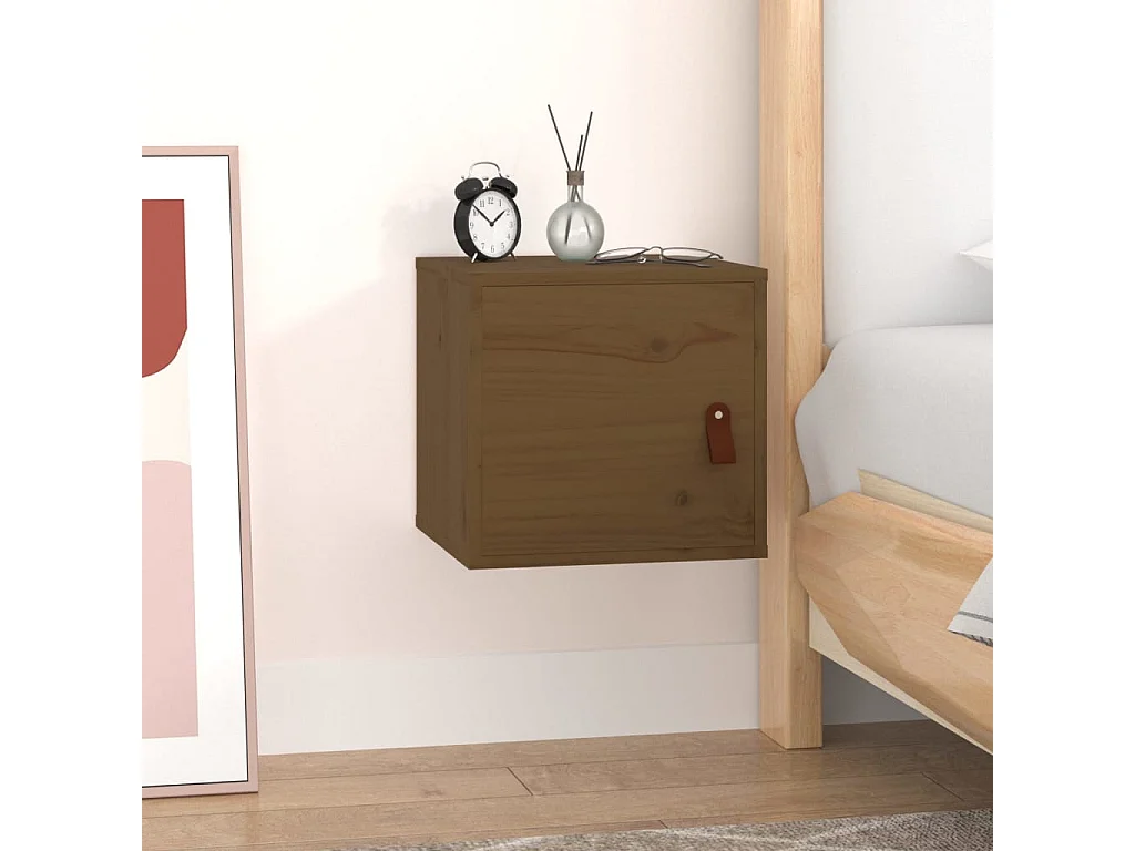 Armario de pared madera maciza de pino marrón miel 31,5x30x30cm ES622220